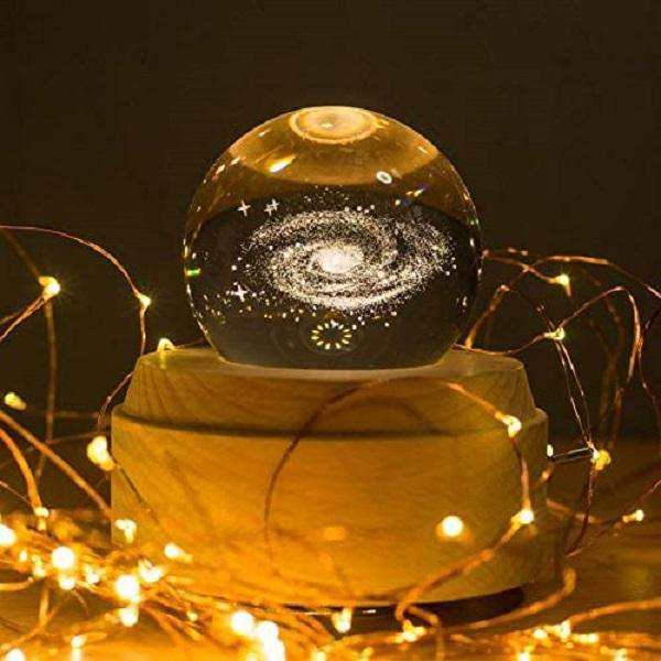 オルゴール クリスタル ボール 間接照明 ナイトライト (宇宙) インテリア 癒しグッズ LEDライト
