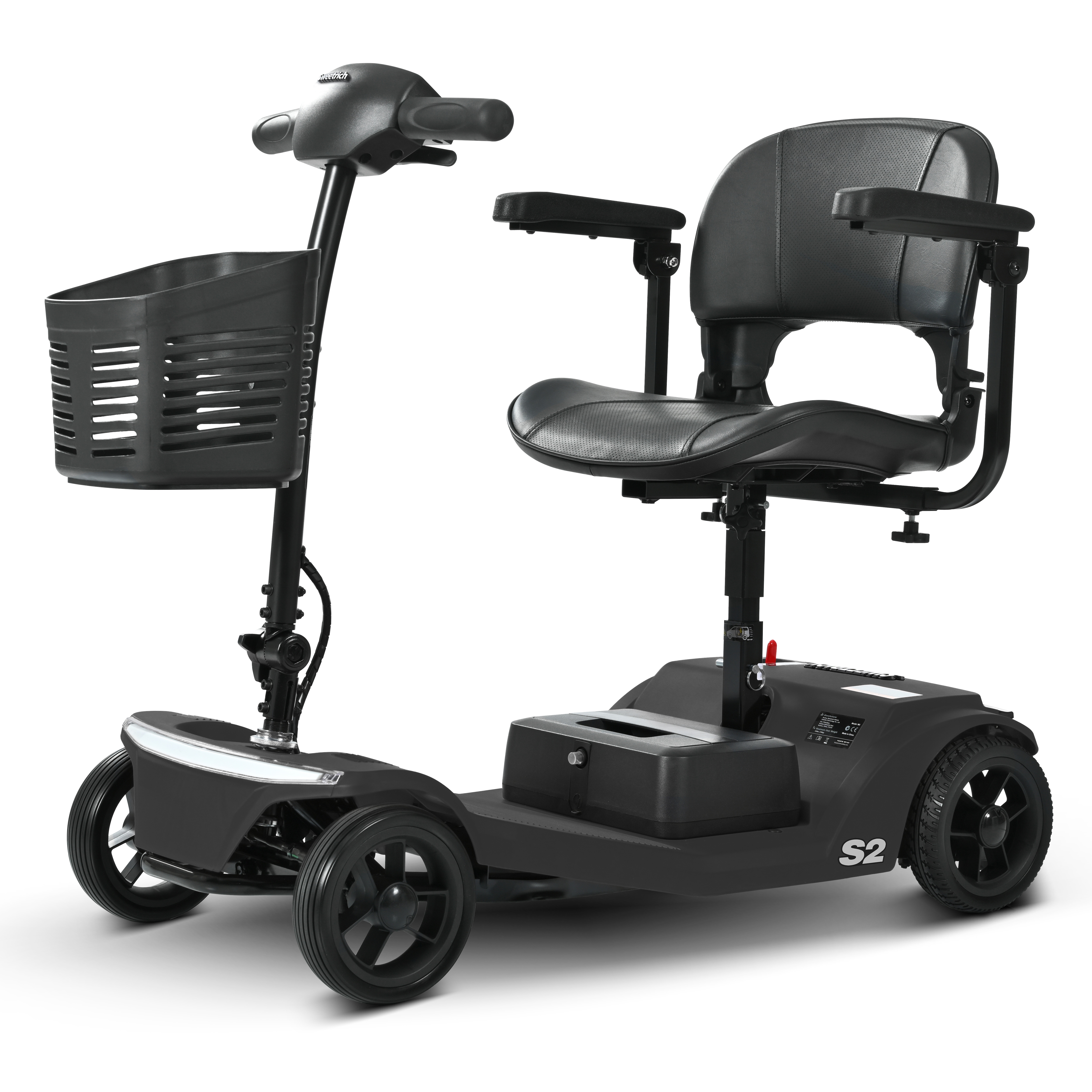 【国内発送】4高齢者向け4輪電動モビリティスクーター積載量136KG速度6KM / H取り外し可能なバッテリーUSB充電ポート運転免許証不要 - S2 BLACK