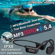 IPX8 防水水泳骨伝導ヘッドフォン Bluetooth 5.4 低音ワイヤレスヘッドセット MP3 (32G) プレーヤーサイクリングフィットネスイヤホン