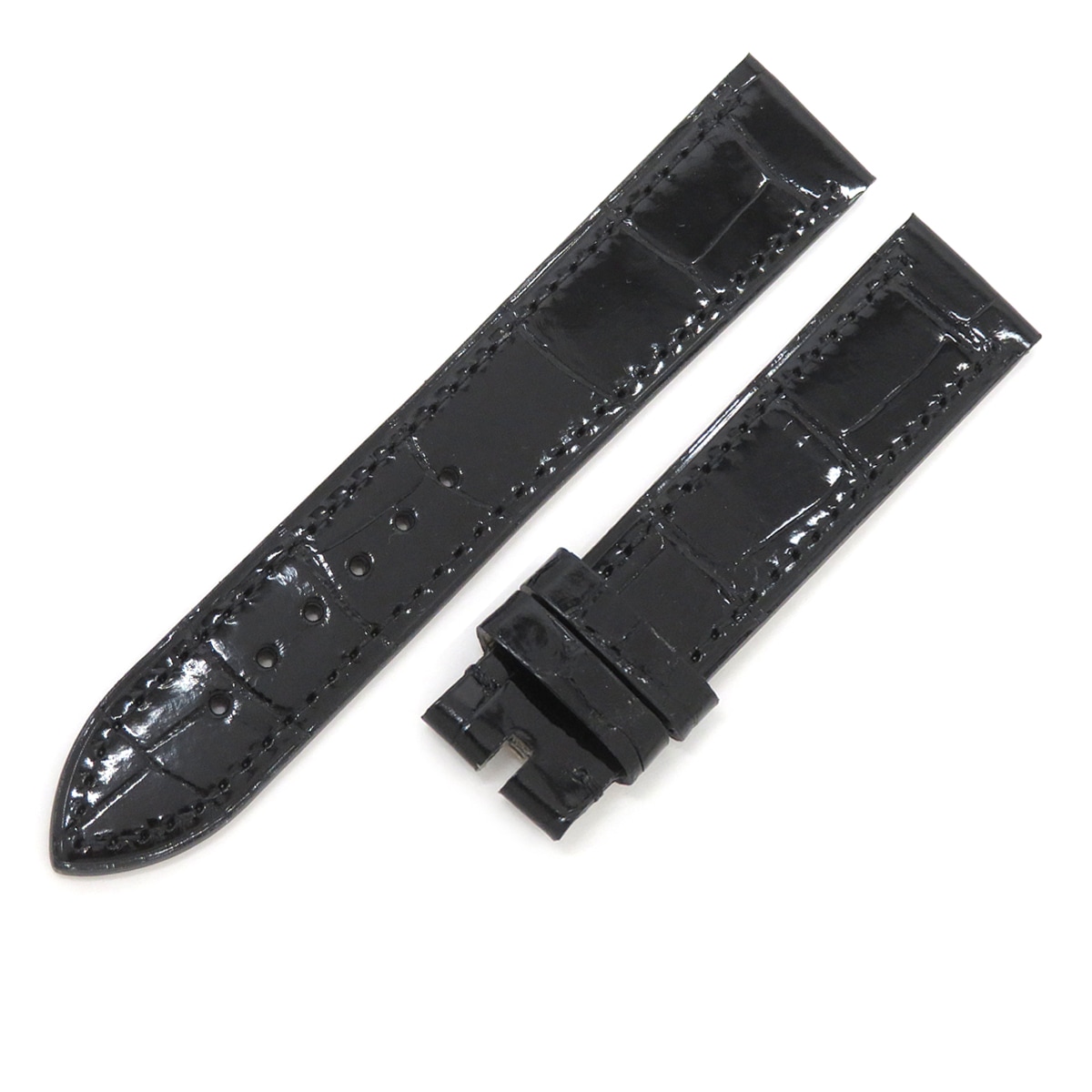 ショパール CHOPARD 腕時計パーツ 純正 クロコダイル ブラック 新品未使用 クロコ 替え ベルト バンド ストラップ シャイニー 18ｍｍ ブラック 黒 【中古】