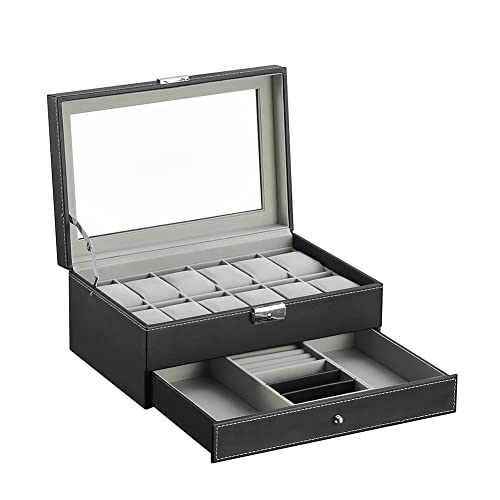 色:12本 2段式 EUNOMIA 腕時計収納ケース 12本 時計 収納ボックス 2段式 アクセサリ