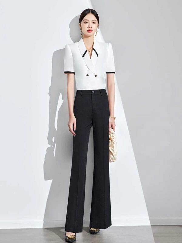 レディース スーツ シャツ パンツ 夏秋 高級感 正装 2点セット 医療 美容 公務員 面接 ビジネス オフィス向け エレガント 洗練