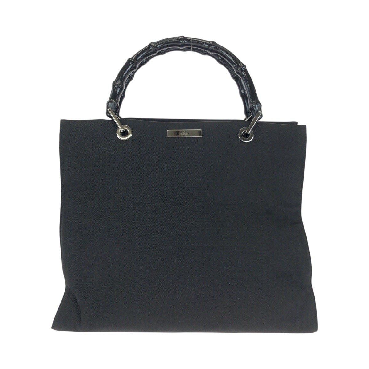 美品 バンブー ブラック 黒 シルバー金具 ナイロン 002 1010 ハンドバッグ トートバッグ レディース 602114