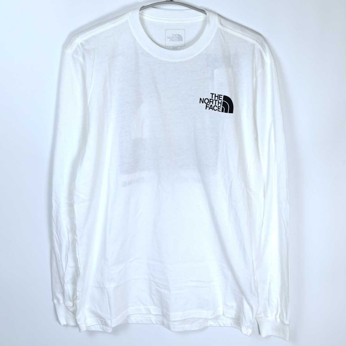 【中古・未使用品】ノースフェイス 長袖Tシャツ クルーネック ボックスロゴ バックプリント ロゴ M ホワイト NF0A811N メンズ THE NORTH FACE トップス