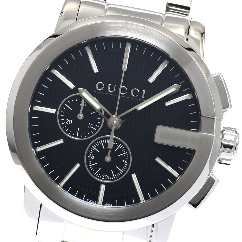 グッチ GUCCI 101.2/YA101204 Gクロノ クォーツ メンズ 内箱・保証書付き_922460【中古】