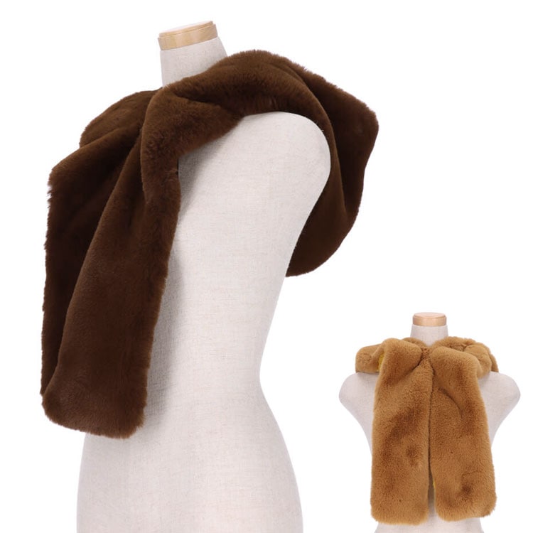 ファー マフラー ティペット レディース フェイクファー フード付 ネックウォーマー エコファー あったか 秋 冬 ギフト プレゼント
