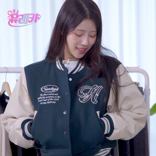 [ユレカ アメリカ PICK] 女性クロップバーシティパディング_ティールグリーン