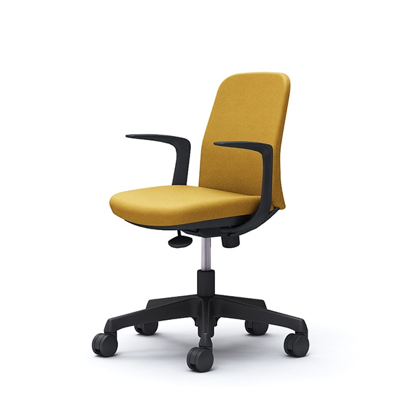 【納期約45日】オカムラ CD23AR FXW7 イエロー Lives Entry Chair [オフィスチェア デザインアーム 5本脚(コンパクトタイプ) ブラックボディ]