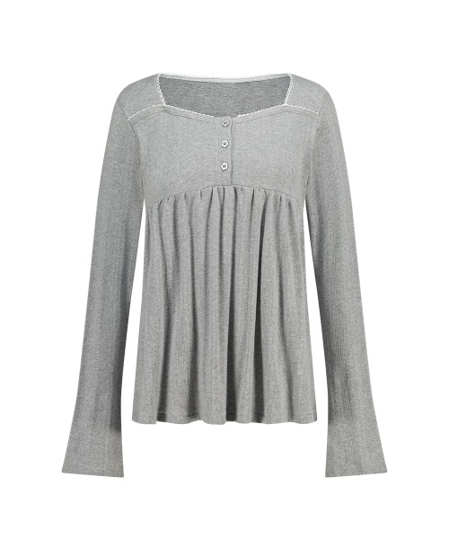【ILLIGO】 FLARE SHIRRING LONG SLEEVE MELANGE 正規品