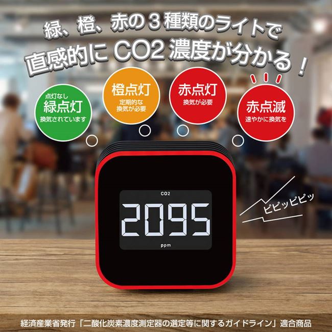 「かわいい～！」 二酸化炭素濃度測定器 CO2センサー 換気を促すCO2モニター CO2濃度測定器 卓上 マグネット付き 壁面 その他