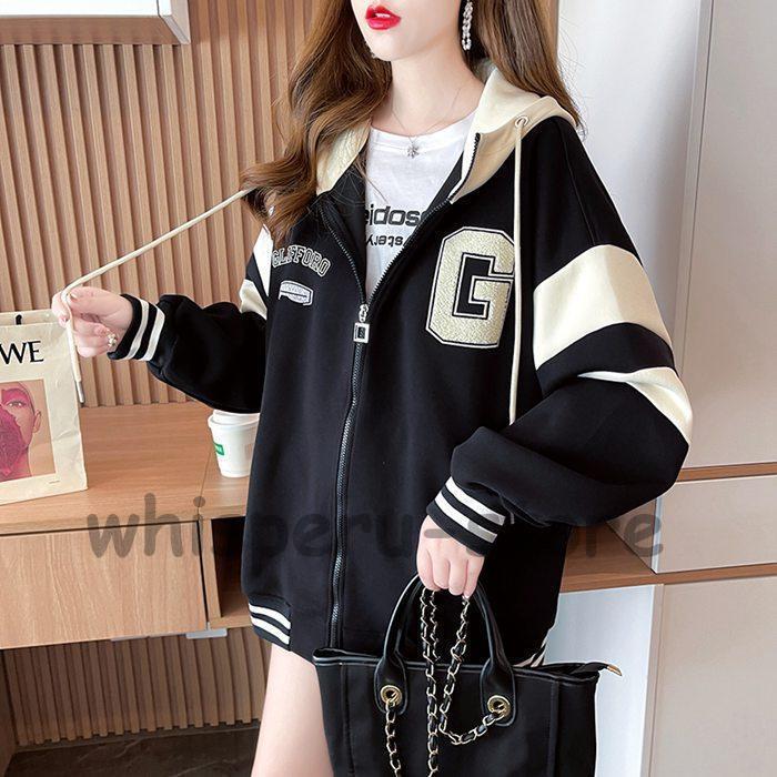 ジップアップパーカー レディース パーカー フード付き トップス アウター 長袖 体型カバー ゆったり 大きいサイズ おしゃれ