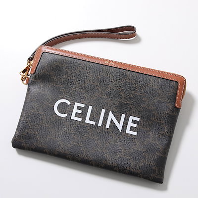 セリーヌ CELINE バッグ クラッチバッグ レザー ベージュ×黒 バイカラー - ブラウン レザー クラッチバッグ CELINE CELINE セリーヌ クラッチ