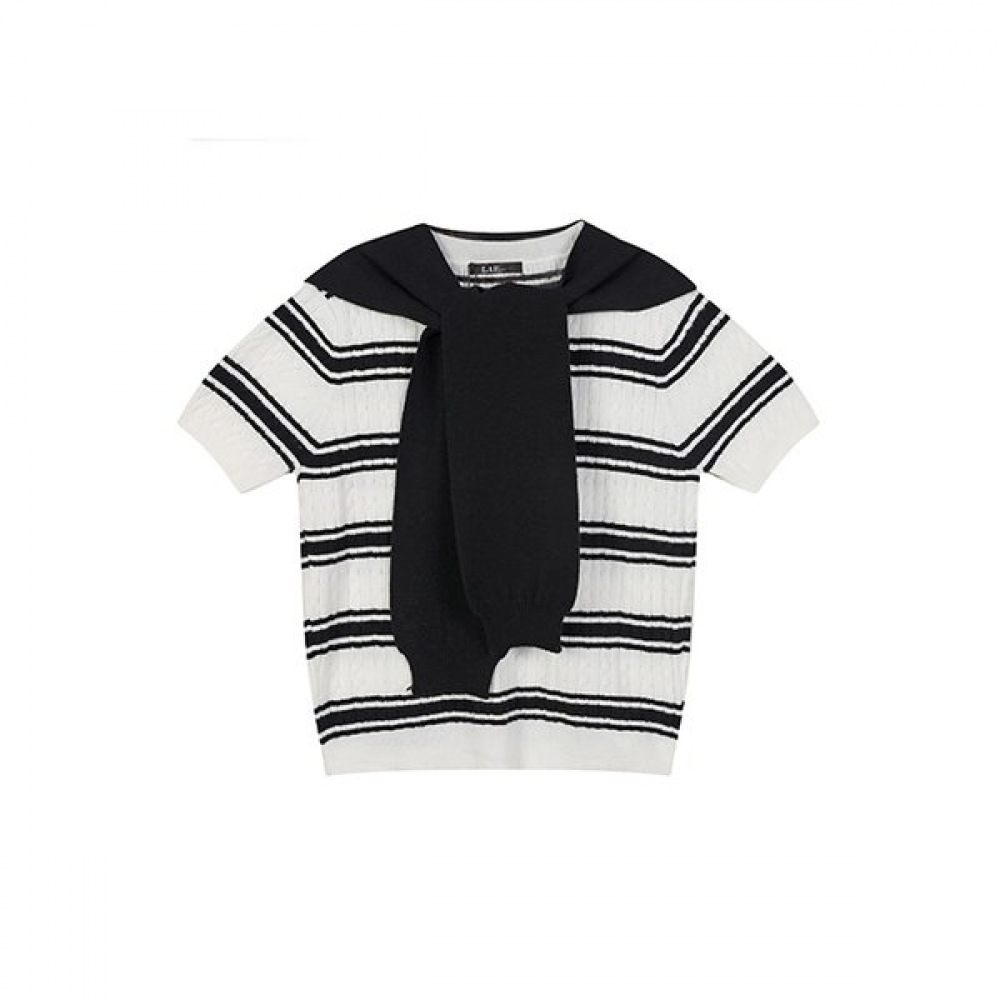 ショール ストライプ 半袖ニット AR2KH440