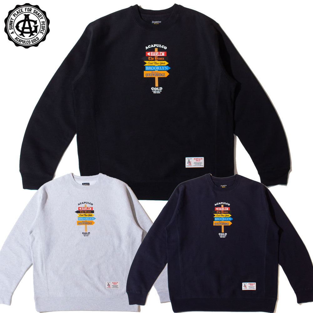 【Acapulco Gold/アカプルコゴールド】クルースウェット/DIRECTION SIGN CREWNECK SWEATSHIRT AG FW24-09クルーネック スウェット トレーナー 14,045円