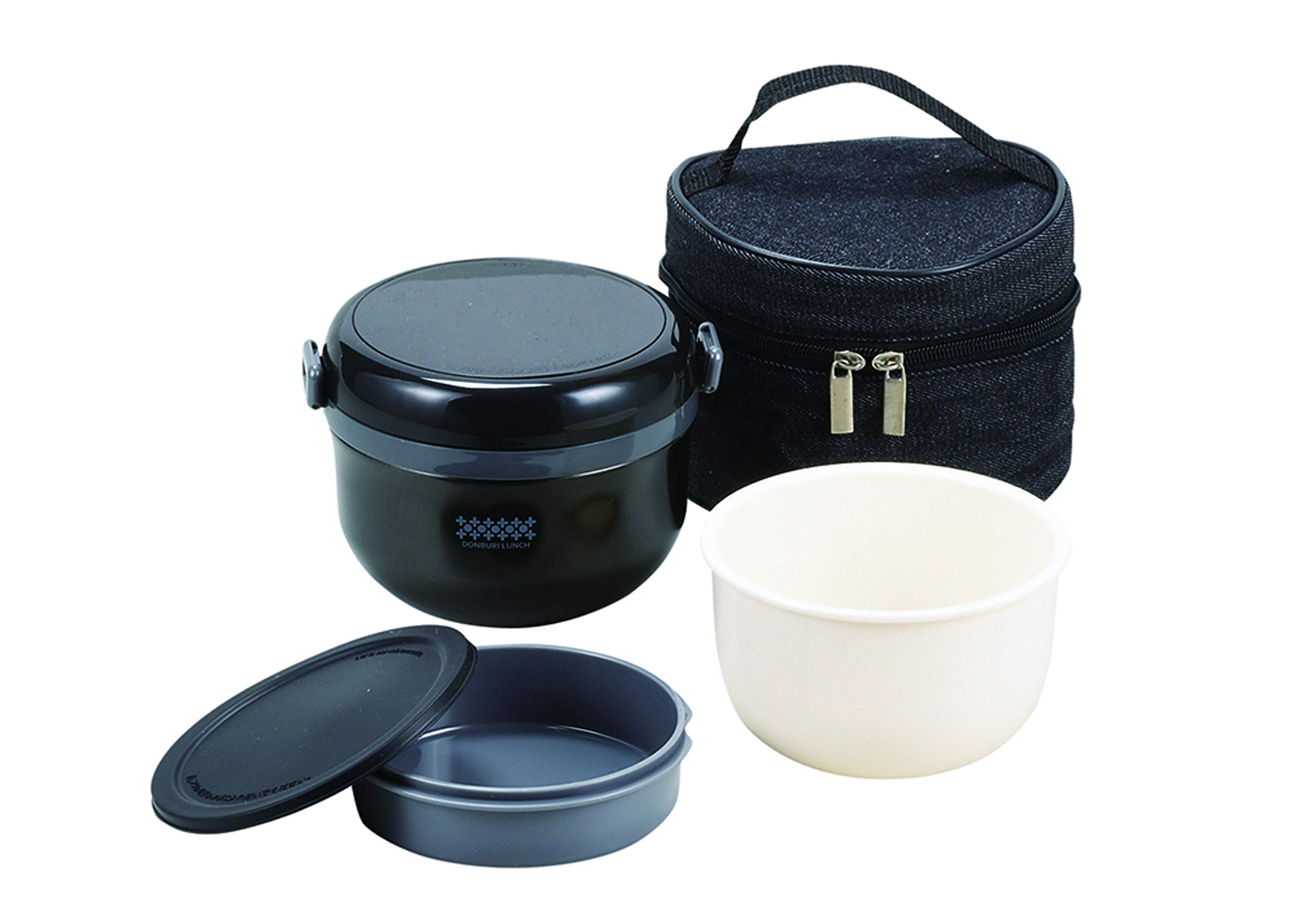 パール金属 保温 弁当箱 どんぶり 420ml BKデニム ランチ バッグ付 ほかどんHB-5466