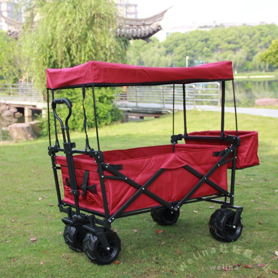 キャリーワゴン 屋根付き 150L 大容量 折りたたみ キャリーカート Welina 耐荷重100kg アウトドアワゴン BBQ/キャンプ/買い物 荷物運びに便利