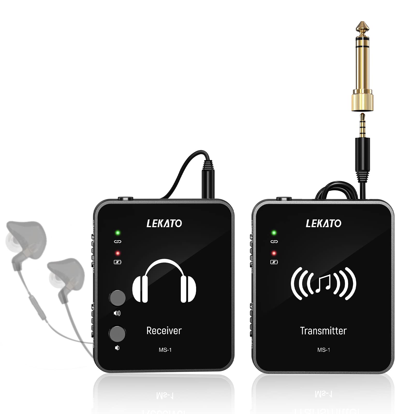 LEKATO インイヤーモニター ワイヤレスシステム 送信機とベルトパック受信機 スタジオ/バンドリハーサル/ライブパフォーマンス用の自動ペアリング ワイヤレスIEMシステム (送信機+受信機) 6,600円
