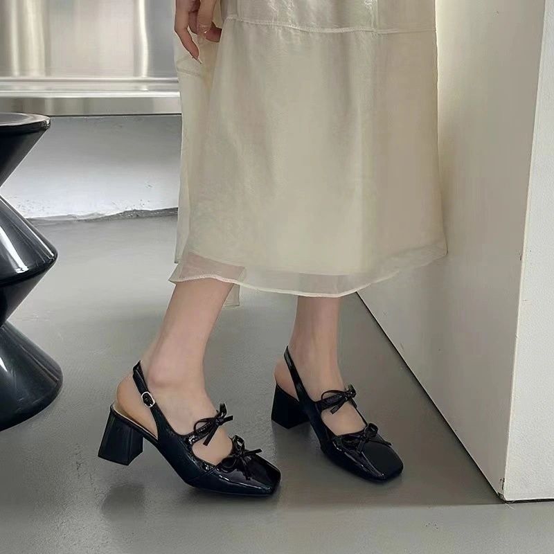 【超お得1つ買うと10個もらえる】メガ割ハイヒールサンダル スタイルアップ！ヒールパンプス サンダル レディース 女性の夏の新しいファッション蝶結び太ヒールヒールシングルサンダル
