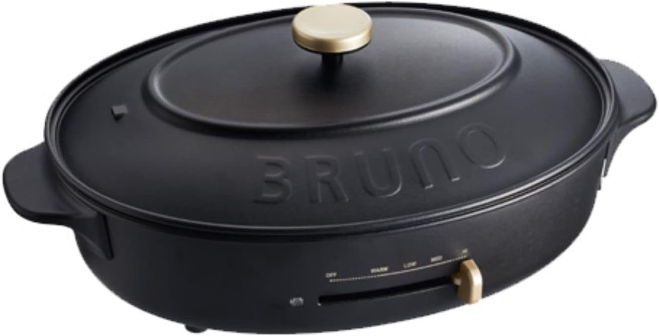 BRUNO ブルーノ オーバルホットプレート 本体 プレート3種 (たこ焼き 深鍋 平面) ブラック 黒 BOE053-BK