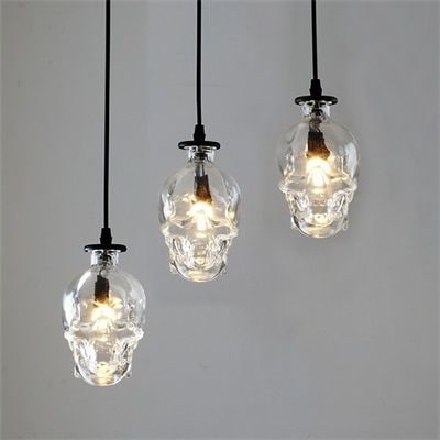 LED ペンダントライト ガラス おしゃれ 北欧 どくろ キッチン 洋室 和室 リビング レストラン ダイニング 透明 髑髏頭 廊下 吊下げ灯 直付け 天井照明器具 ダクトレール 引掛シーリング用 工