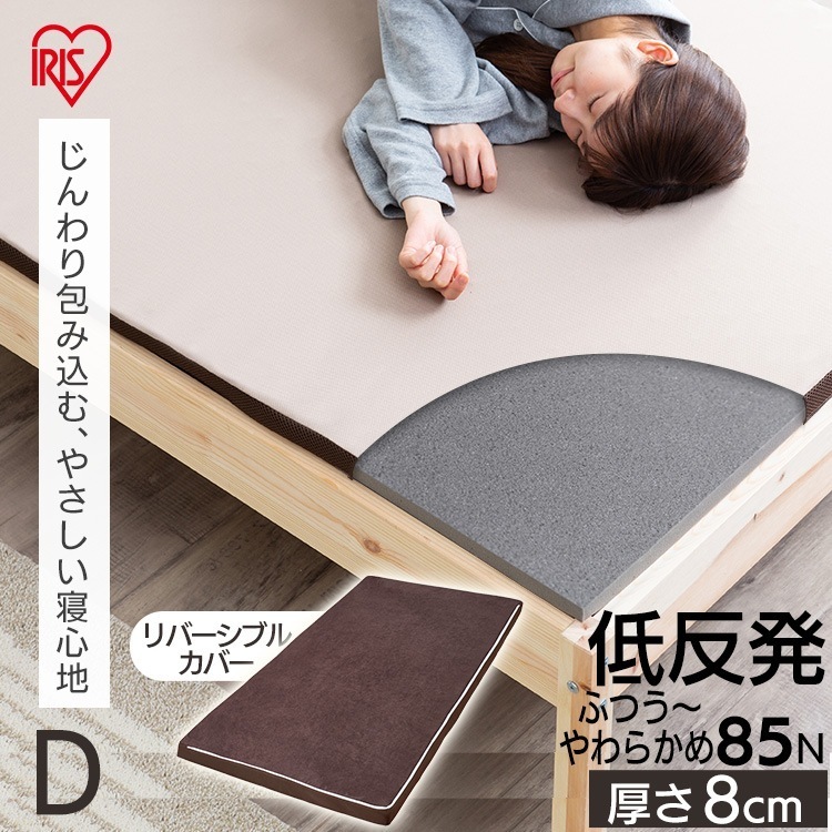 【公式】 マットレス カバー付き ダブル 低反発 敷き布団 厚め 来客用 新生活 8cm 通気性 体圧分散 MATK8-D メガ割