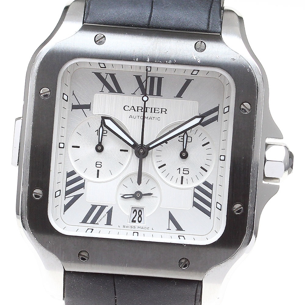 カルティエ CARTIER WSSA0017 サントス ドゥ カルティエ クロノグラフ XL 自動巻き メンズ 箱付き_839764【中古】