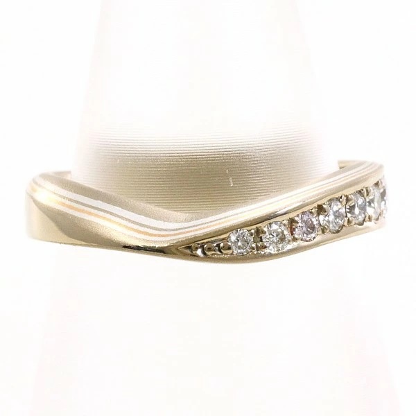 杢目金屋 K18WGPG シルバー リング 指輪 9号 ダイヤ 総重量約4.3g ジュエリー 中古