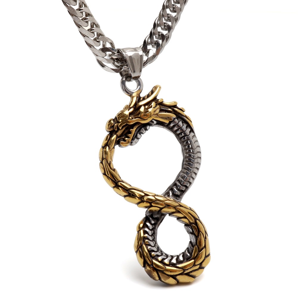 ステンレス 八の字 ドラゴンネックレス [nc066-n974-n348-s-5mm]