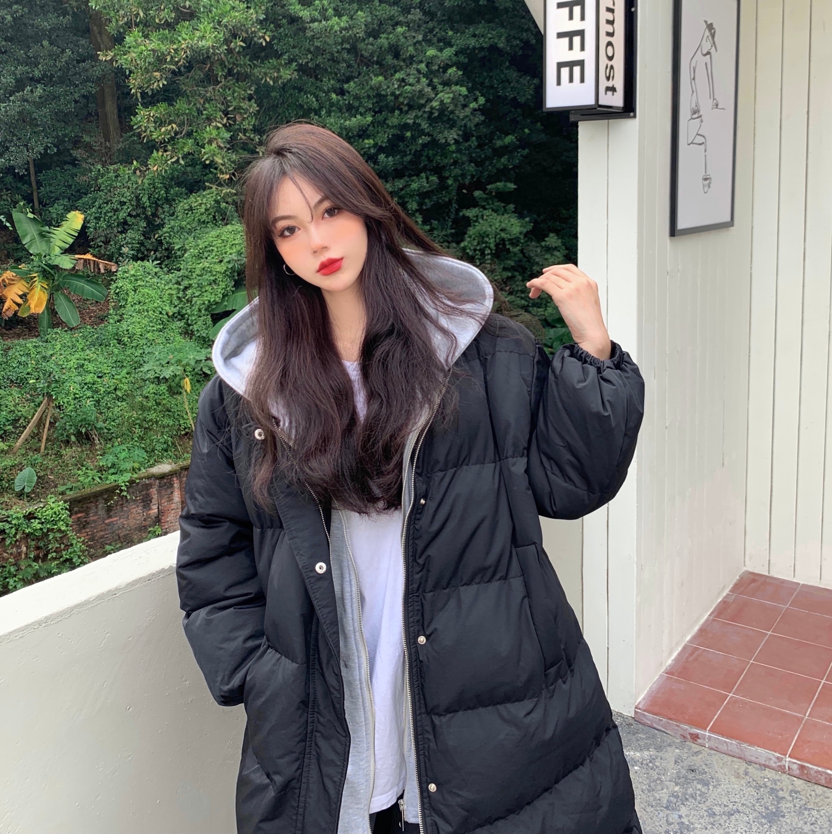 ダウンコート アウター シャンパー もこもこアウター ロングコート 黒 ブラック ベージュ