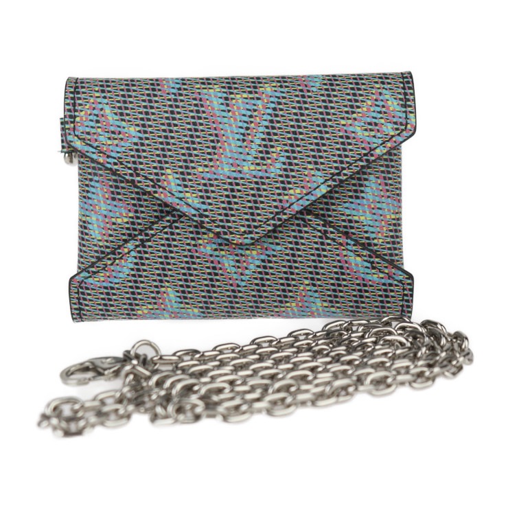 超美品 LOUIS VUITTON ルイ ヴィトン カードケース M68613 キリガミ ネックレス モノグラム LVポップ カーフレザー ブルー系 マルチカラー シルバー金具 チェーン マルチケース