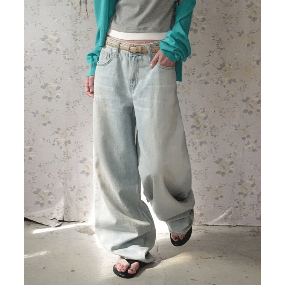 DAILYJU カセロレースローライズデニムワイドパンツ
