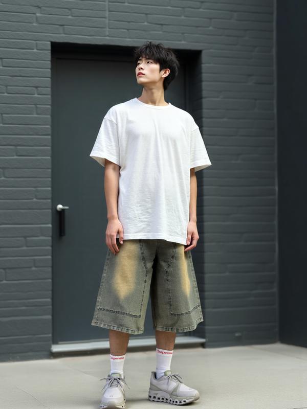 ダブルニーバミューダデニムPプラス-1カラー