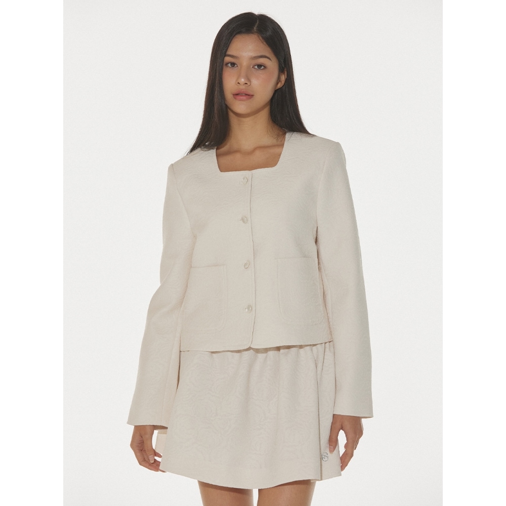 ディアストーカークラッシーローズツイードジャケットクリーム