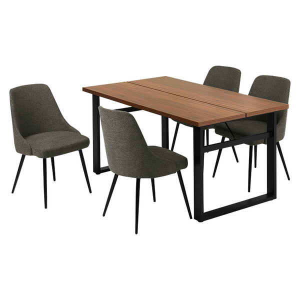 LT-4771DBR-60DGY-5S ダークブラウン/ファブリックダークグレー ダイニング5点セット メーカー直送
