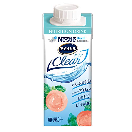 Nestle(ネスレ) アイソカル クリア clear ピーチ風味 (200ml20本セット) 栄養補助食品 栄養ドリンク (ホエイ プロテイン たんぱく質)