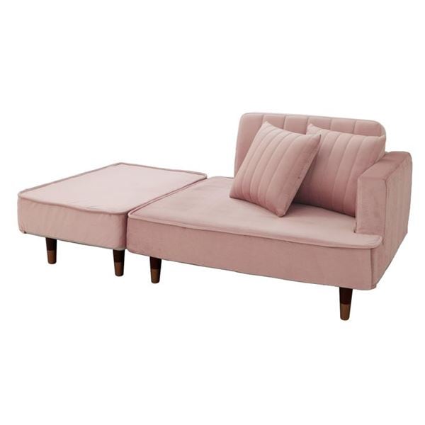 カウチ ソファー 約幅93.5cm ピンク ポケットコイル クッション2個付き 脚付き 日本製 コンパクトリビング