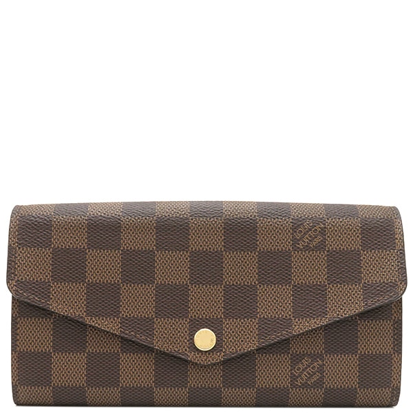 ルイヴィトン LOUIS VUITTON 長財布 ポルトフォイユ サラ ダミエキャンバス ダミエエベヌ ゴールド金具 茶 二つ折り財布 N63209 RFID 【箱】【中古】