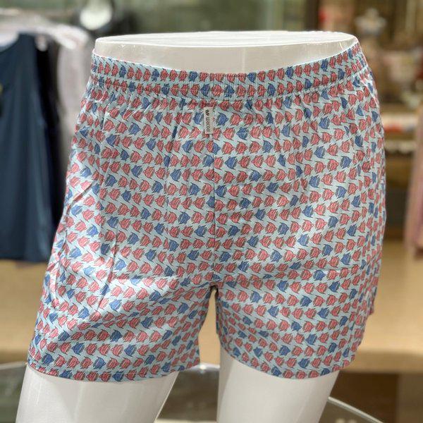男性綿80番手魚プリントトランクス（WMP5413 BU）