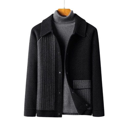 秋冬メンズジャケット開襟ツイード系トップスパステルカラーニットコート169