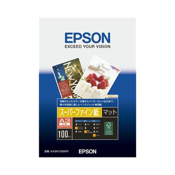 (まとめ) エプソン EPSON スーパーファイン紙 A3ノビ KA3N100SFR 1箱（100枚） (×5セット)