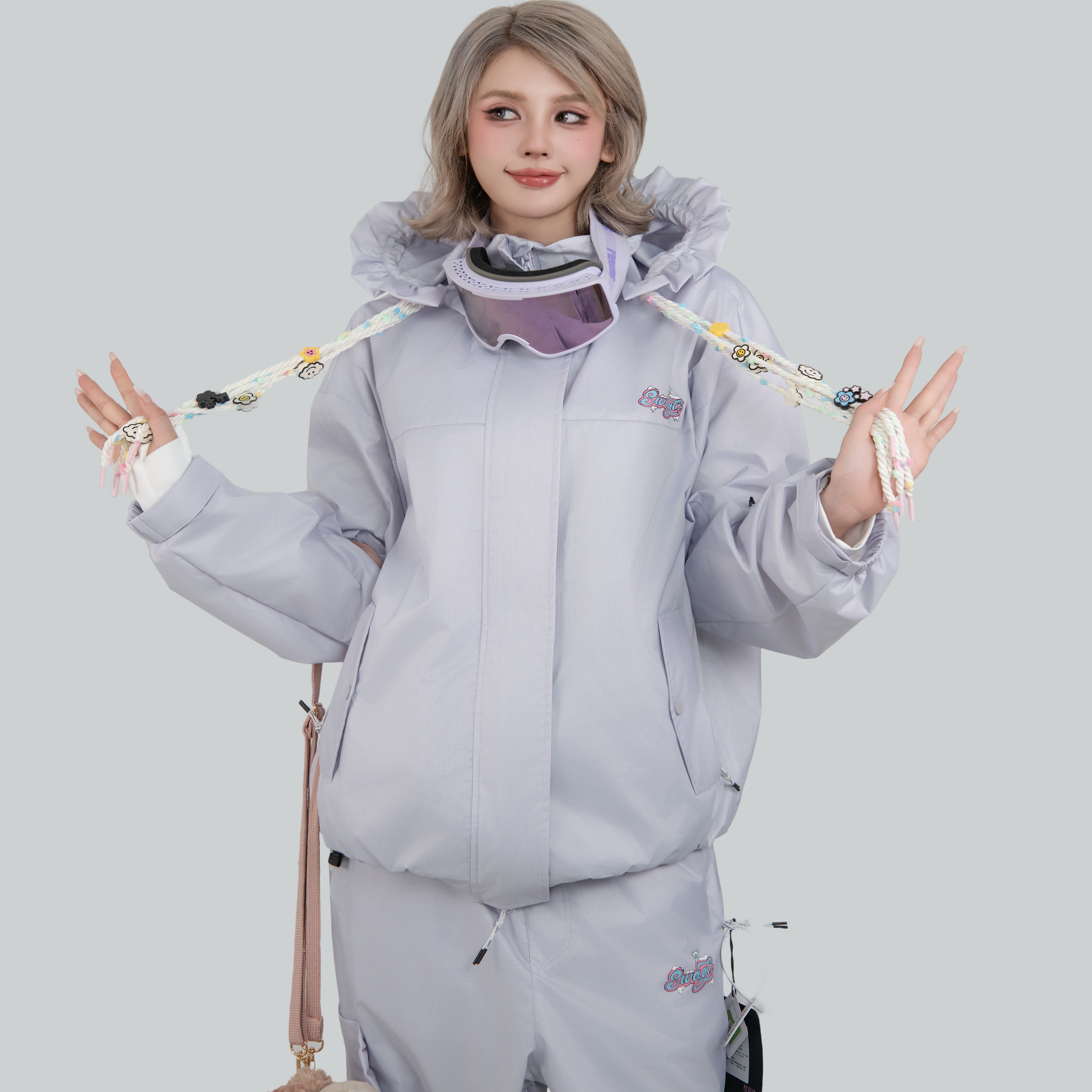 1-3日出荷スノーボードウェア 2025 2026 無地 パープル スノパンツ スノウェア レディース スキーウェア スノボウェア コート スキー