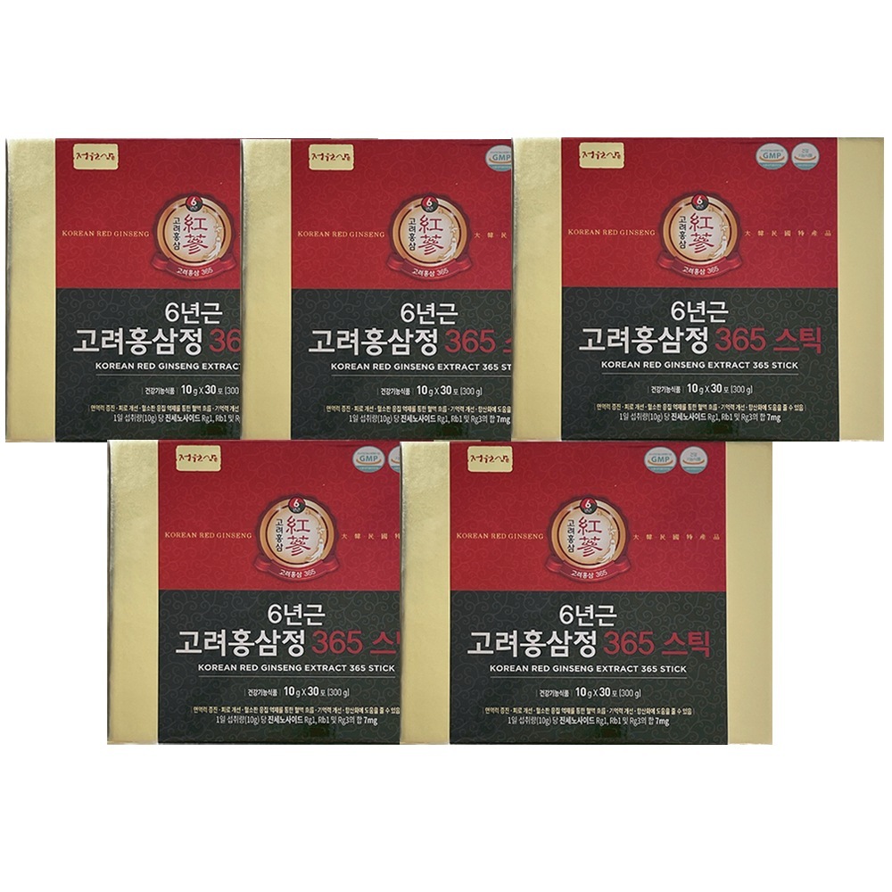 チョンウォンサム6年根高麗ホンサムジョン365スティック10g x 30包x 5ボックス
