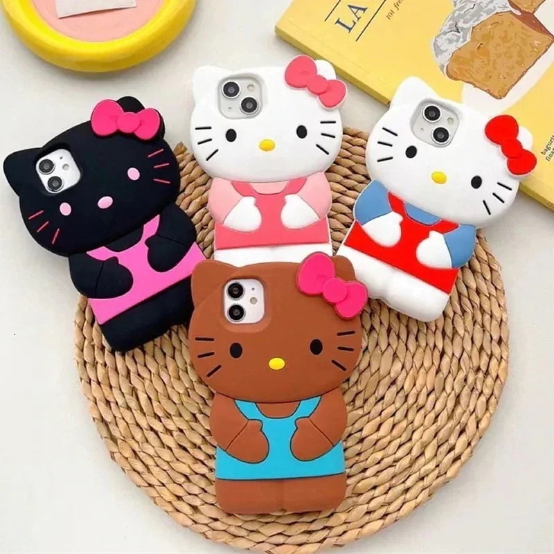 【2個買うと1個無料】サンリオiPhone電話用の3Dプリント付きソフトシリコン保護ケース Sanrio Hello Kitty XS Max XR XS 7 8 plus 2kで利用可能