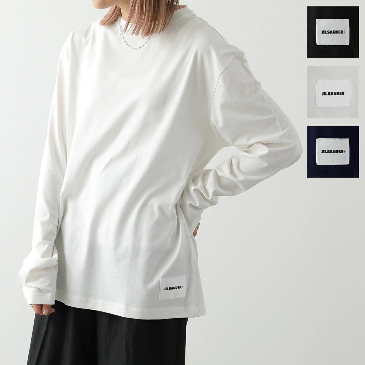 JIL SANDER+ ジルサンダー プラス 長袖 Tシャツ 【1枚単品】 J47GC0002 J45048 レディース クルーネック カットソー ロンT ロゴラベル コットン カラー3色 15,462円