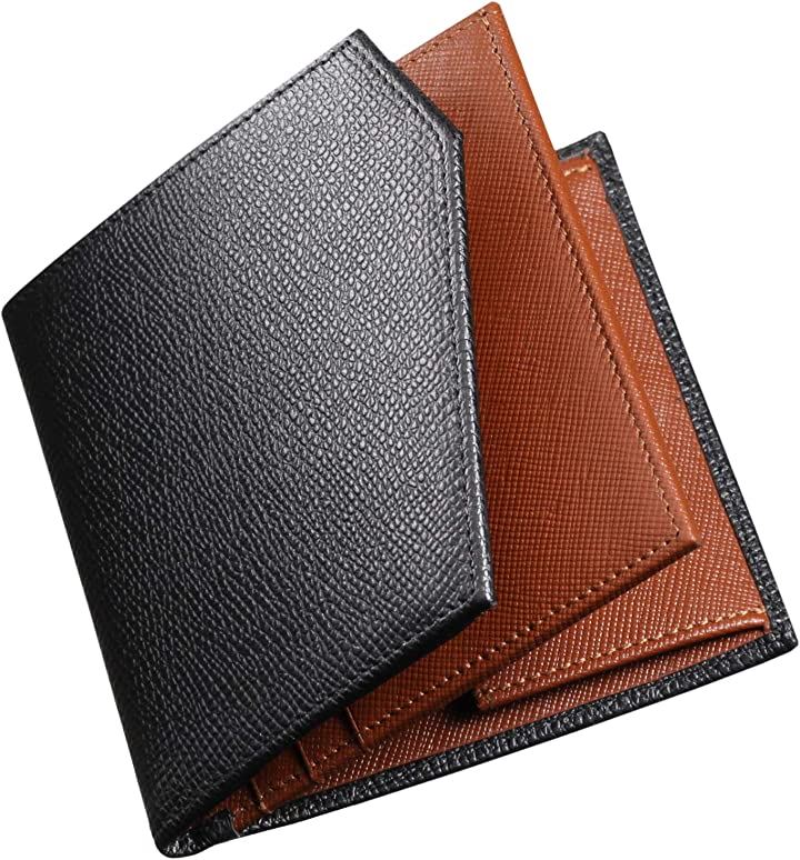 二つ折り財布 PLUS 小銭入れ メンズ 本革 キャッシュレス化対応 小さい PS(05.コニャック)