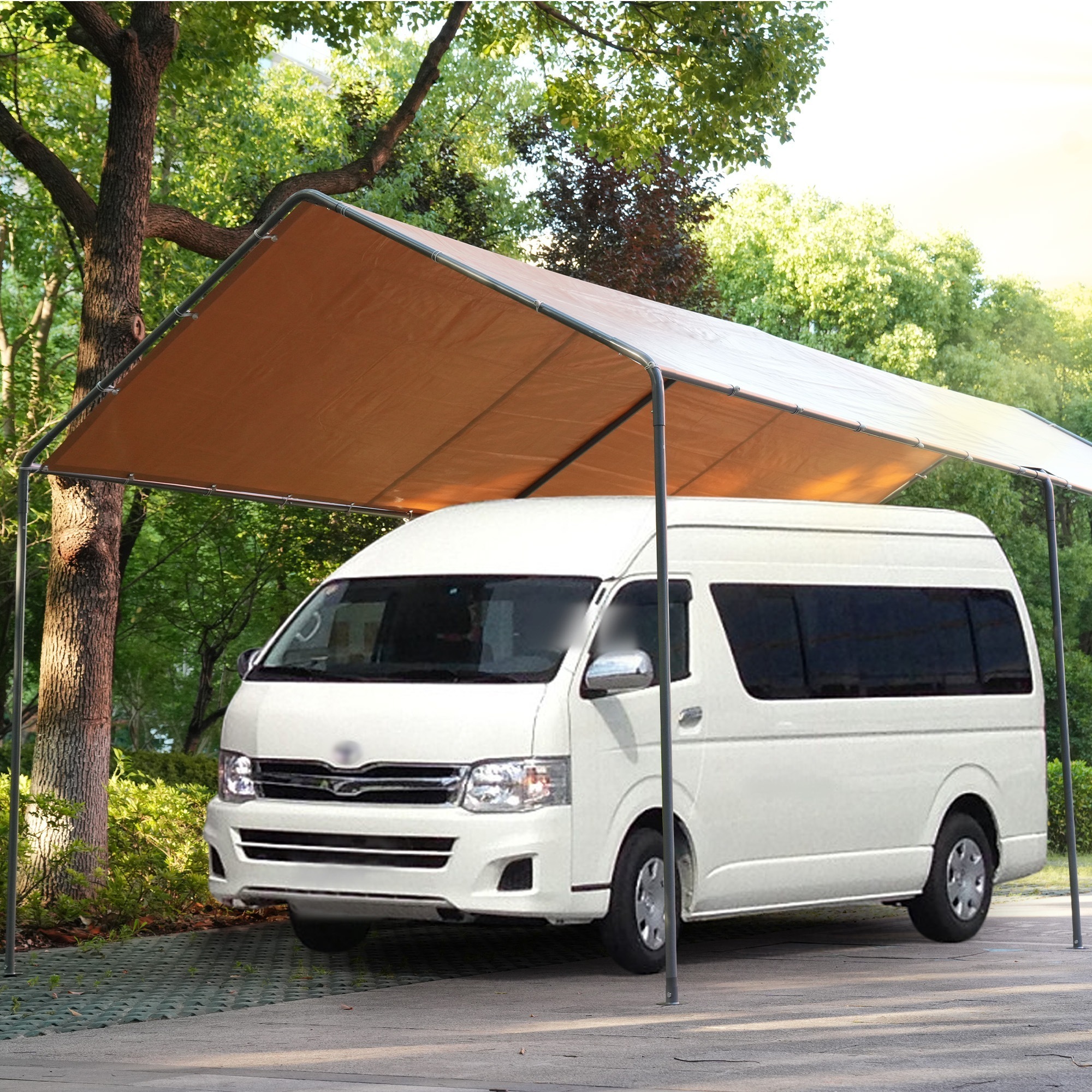 【国内発送 無-送料】96【UPF50+UVカット&防雨】テント 車庫テント ガレージテント 車庫 お祭り 倉庫 奥3m×幅6m×高さ2.82m ガレージテント カーポート 軽自動車用 大型 車 駐車