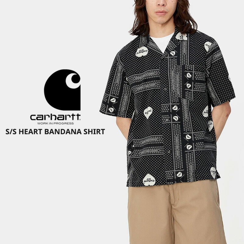 カーハート ダブリューアイピー 半袖シャツ Carhartt WIP S S HEART BANDANA SHIRT i033075 メンズ ハート柄 バンダナ柄 プリントシャツ