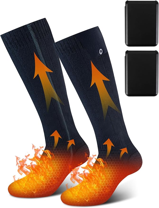 【1足入り】電熱ソックス 電熱靴下 発熱ソックス 計12000mah バッテリー付き 充電式 防寒靴下 両面発熱 フットウォーマー 脱げない メンズ レディース 男女兼用 洗濯機可 寒さ対策 冷え性対