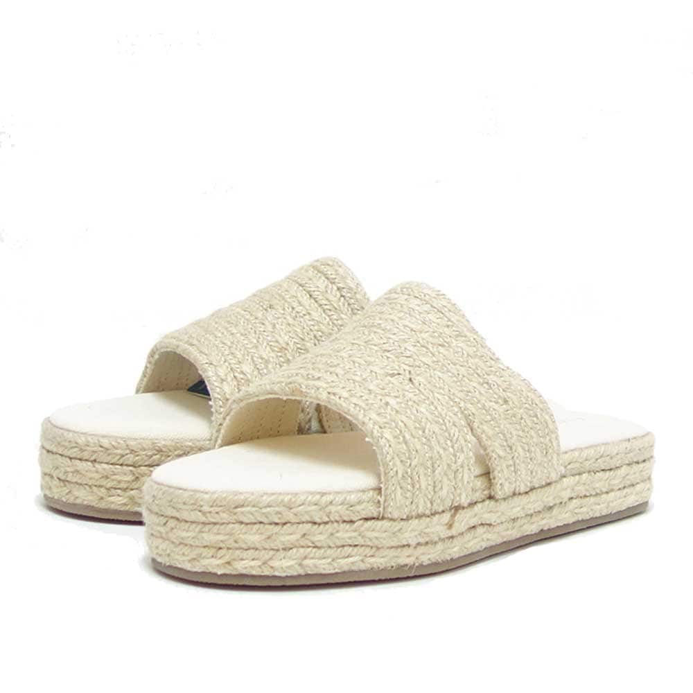 W 12868 Fern エスパドリーユ サンダル （レディース）カラー：ナチュラル 厚底サンダル フラットシューズ リゾート ミュール 「靴」