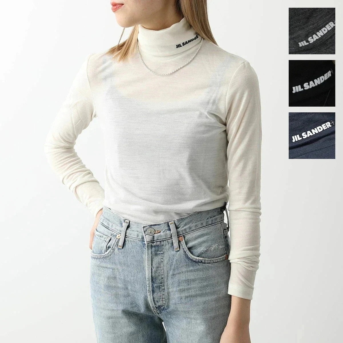 JIL SANDER+ ジルサンダー プラス カットソー J40GC0020 J70021 レディース タートルネック 長袖Tシャツ ロンT ロゴ テクニカルウ